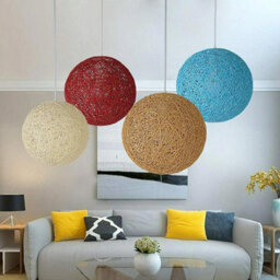 Ledsone Modern 3 Way Decorative Vine Ball Rattan Shade Chandelier Three Head Ceiling Pendant Light Home Decor Black - thumbnail 6