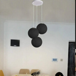 Ledsone Modern 3 Way Decorative Vine Ball Rattan Shade Chandelier Three Head Ceiling Pendant Light Home Decor Black - thumbnail 2