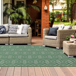 Homeart Outdoor Rugs Easy Cleaning Area Rugs For Balcony,garden,picnic,uv Weather Resistant Green Cream, 120 X 170 Cm - thumbnail 3