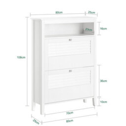 Sobuy Fsr152-W, Hallway Shoe Cabinet Shoe Rack Shoe Storage Cupboard Organizer,white,w80Xd25Xh108 - thumbnail 3