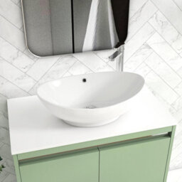Royal Bathrooms Orion 800mm Mint Sage Floor Standing Plain White Countertop Vanity Unit 2 Drawer With Amaze Basin & Chrome Accent Trim - thumbnail 5