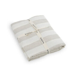 Native Natural Natural Stripes Double 100% Linen Fitted Sheet (140X190Cm) - thumbnail 2