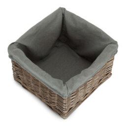 Red Hamper St058Gry Small Square Antique Wash Grey Lined Storage Basket - thumbnail 1