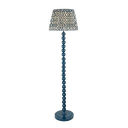 Luminosa Lighting Luminosa Higgledy Gloss Marlin Blue Paint Floor Lamp With Marlin Blue Fabric Ripple Shade 40Cm E27