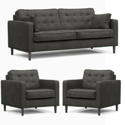 Furnishings For Less UK Eden Graphite Chenille Fabric 3 Piece Sofa Suite 3 Seater And 2 Armchairs - thumbnail 1