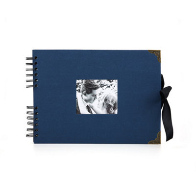 Woodside Home Living Metal Corner Scrap Book Style Photo Album 29Cm X 21.5Cm - Denim Blue - image 1