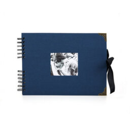 Woodside Home Living Metal Corner Scrap Book Style Photo Album 29Cm X 21.5Cm - Denim Blue