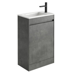 Plum&clay Rigel Concrete Floor Standing Cloakroom Vanity Unit With Resin Basin (W)55Cm (H)87Cm