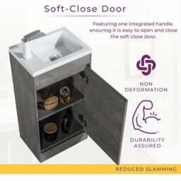 Plum&clay Rigel Concrete Floor Standing Cloakroom Vanity Unit With Resin Basin (W)55Cm (H)87Cm - thumbnail 4