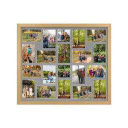 AK Frames 80X70Cm Country Pine Classic Multi Photo Frame With Mid Grey Mount - Holds 20 Apertures (18X) 6X4, (2X) 4X4 Photos