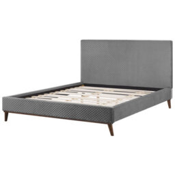 Beliani Bed Velvet Bayonne 180 X 200 Cm (Eu Super King) Light Grey - thumbnail 7