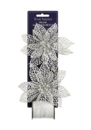 Anker Deluxe Ponsettia Silver Flower Christmas Decoration