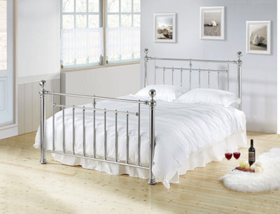 TL Beds Chrome Nickel Classic Metal Bed Frame - King Size 5Ft