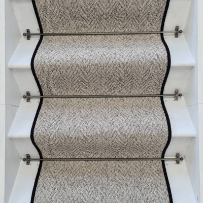 RainbowHome Herringbone Mirage Grey Stair Runner With 100 % Pure Wool Edge 50 600 - image 1
