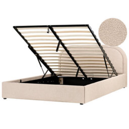 Beliani Ottoman Bed Boucle Quillien 160 X 200 Cm (Eu King Size) Beige - thumbnail 1