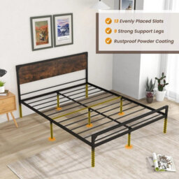 Industrial Double Size Bed Frame Metal Platform Bed With 9 Support Legs - thumbnail 4