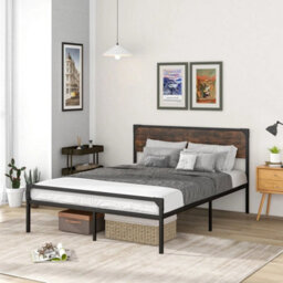 Industrial Double Size Bed Frame Metal Platform Bed With 9 Support Legs - thumbnail 3