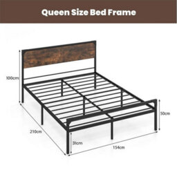 Industrial Double Size Bed Frame Metal Platform Bed With 9 Support Legs - thumbnail 2