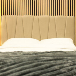 "Urban Textures - Vallor Luxury 26"" High Velvet Fabric Upholstered Headboard - Mink" - thumbnail 1