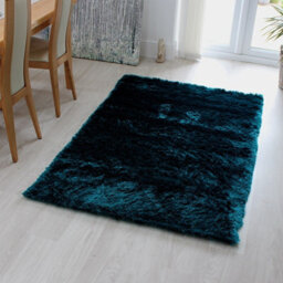 Dark Teal Super Soft Shaggy Handmade Modern Plain Sparkle Easy To Clean Rug For Dining Room Bedroom Living Room-65Cm X 135Cm - thumbnail 2