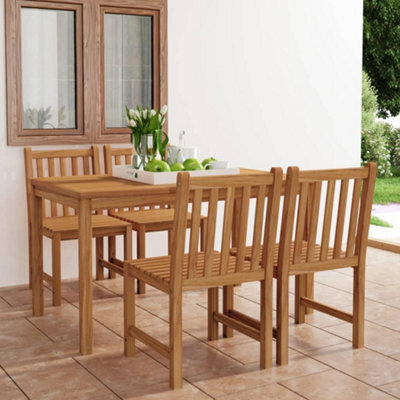 Berkfield 5 Piece Garden Dining Set Solid Teak Wood - image 1