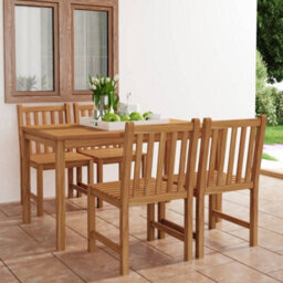 Berkfield 5 Piece Garden Dining Set Solid Teak Wood - thumbnail 1