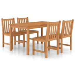 Berkfield 5 Piece Garden Dining Set Solid Teak Wood - thumbnail 2
