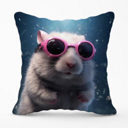 Warren Reed Designer Splashart Doormouse With Pink Glasses Cushions 60Cm X 60Cm - thumbnail 1