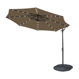 Sundaze 3M Taupe Hanging Banana Cantilever Parasol Umbrella With Led Lights, Base Weights - thumbnail 2