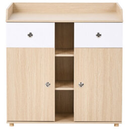 Wyld And Coco Nurserynest Changing Table Dresser Light Brown With Shelves And Drawers, W90 X D69 X H90Cm - thumbnail 1