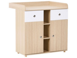 Wyld And Coco Nurserynest Changing Table Dresser Light Brown With Shelves And Drawers, W90 X D69 X H90Cm - thumbnail 3