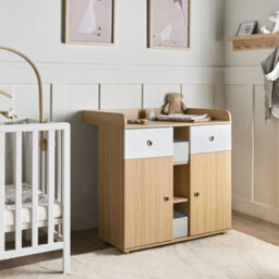 Wyld And Coco Nurserynest Changing Table Dresser Light Brown With Shelves And Drawers, W90 X D69 X H90Cm - thumbnail 2