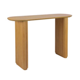 Sweeek - Oval Console Rubberwood And Oak-Effect Veneer Natural 120X38X75 Cm - Gabrielle - thumbnail 2