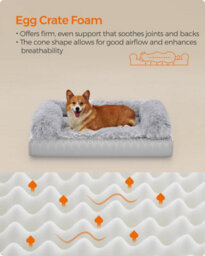 Songmics Fluffyhug Dog Couch, Spacious Bed For Mid-Sized Pets, Eggshell Foam Mattress With Removable Cover, Grey Ombré - thumbnail 4