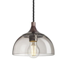 Industville Chelsea Glass Dome Pendant - 8 Inch, Mocha Glass Shade, Shiny Bronze Pendant Holder - thumbnail 1