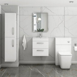 Royal Bathrooms Turin Gloss White 500mm Wall Hung Vanity Unit 2 Drawer With Minimalist Basin Sink - thumbnail 4