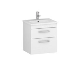 Royal Bathrooms Turin Gloss White 500mm Wall Hung Vanity Unit 2 Drawer With Minimalist Basin Sink - thumbnail 6