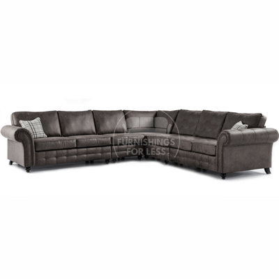 Furnishings For Less UK Oakland Charcoal Chesterfield 7 Seater L Shape Large Corner Sofa - image 1