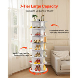 Vevor 7 Tiers Rotating Shoe Rack Tower, 360 Spinning Shoe Rack, Freestanding Lazy Susan Display For Bedroom, Living Room - thumbnail 4
