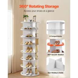 Vevor 7 Tiers Rotating Shoe Rack Tower, 360 Spinning Shoe Rack, Freestanding Lazy Susan Display For Bedroom, Living Room - thumbnail 2