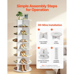 Vevor 7 Tiers Rotating Shoe Rack Tower, 360 Spinning Shoe Rack, Freestanding Lazy Susan Display For Bedroom, Living Room - thumbnail 6