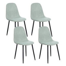 Beliani Set Of 4 Dining Chairs Crandall Fabric Light Green - thumbnail 1