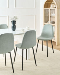 Beliani Set Of 4 Dining Chairs Crandall Fabric Light Green - thumbnail 2