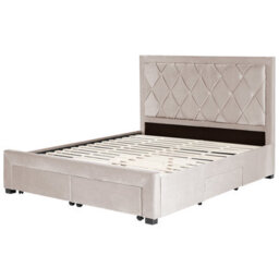 Beliani Bed With Storage Drawers Velvet Lievin 160 X 200 Cm (Eu King Size) Beige - thumbnail 4