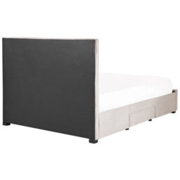 Beliani Bed With Storage Drawers Velvet Lievin 160 X 200 Cm (Eu King Size) Beige - thumbnail 8