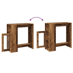 Berkfield Bar Table With Racks Old Wood 101X40X103.5 Cm Engineered Wood - thumbnail 8