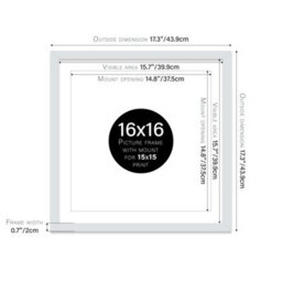 "16X16"" Light Grey Picture Frame - 16X16"" Square Frame With 15X15"" Mount For 16X16""/15X15"" Pictures Moderrn Style Thin Edge, 1 Pack" - thumbnail 2
