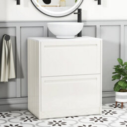 Royal Bathrooms Royal Bathroom Elmore 700mm Classic White Freestanding Countertop Bathroom Vanity Unit 2 Drawer With Breeze Basin - thumbnail 1