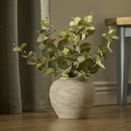 43Cm Euculyptus Pot With Artificial Plant In Grey Rustic Ceramic Vase - thumbnail 6
