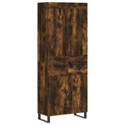 Berkfield Elegant Highboard Smoked Oak 69.5X34X180 Cm Engineered Wood - image 1